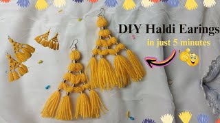 DIY Haldi Earings 😍 In Just 5 minutes ✅ #trending #diy #tutorial #haldi #earings #craft #easycraft