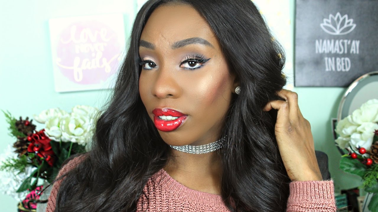 100 DRUGSTORE Classic Holiday Makeup Tutorial Neutral Eyes Red