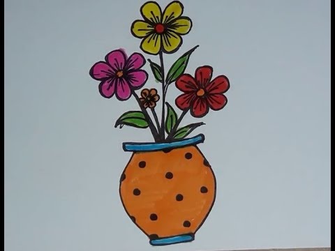 Easy Flower Pot Drawing For Kids