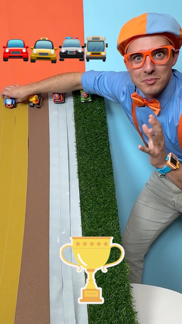 Which car will go the FASTEST?️?!? Blippi's DIY Speed Experiment! #blippi #shorts