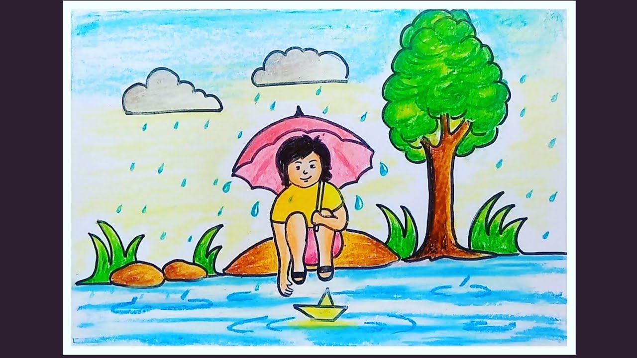 rainy season drawing pictures for kids