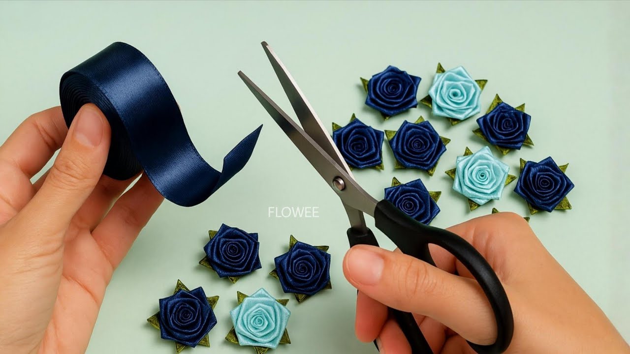 Mini Satin Ribbon Roses 🌹 Easy DIY Without Cutting Petals!