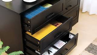 Thumbnail HASUIT Modern Wooden Black Dresser for Bedroom with 6 Large Drawers