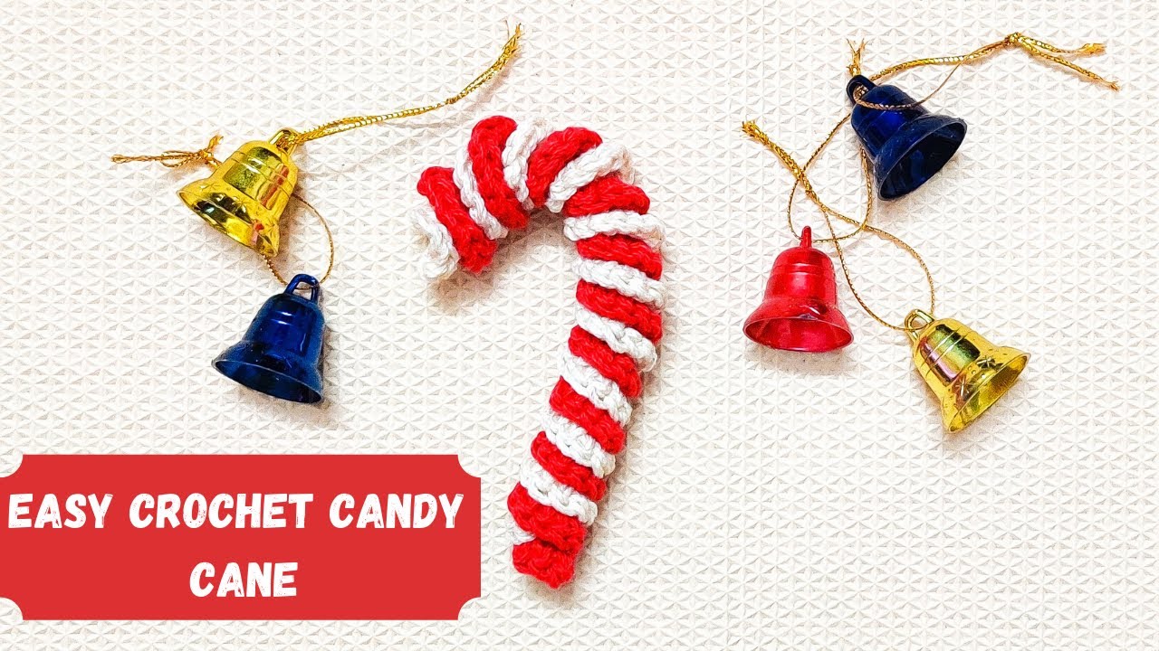 How To Crochet a Easy Candy Cane for Christmas Tree Decoration - YouTube