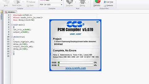 Blink led ccs c pic 12f683 #blinkled #ccscinfo #pic #microchip