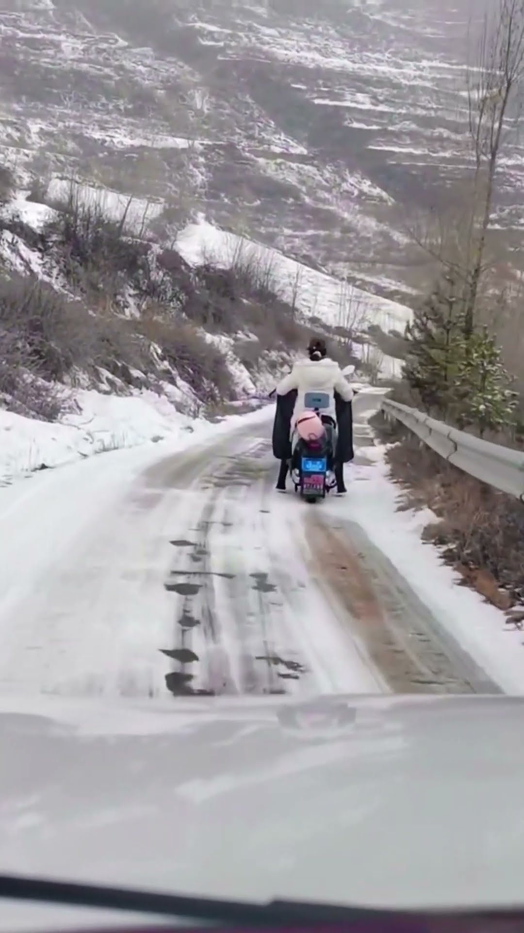 Snow road ride battery bike process