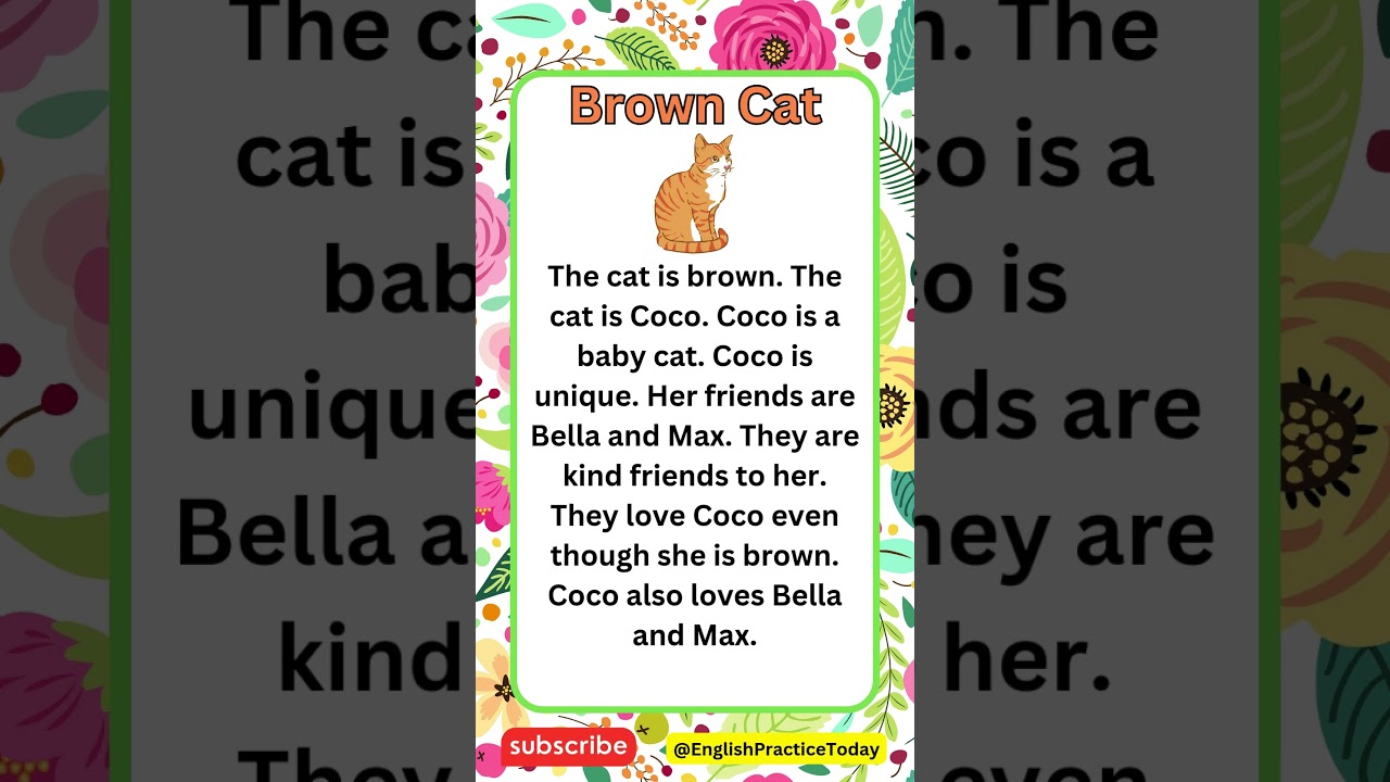 Brown Cat English Reading Practice #english #englishpractice