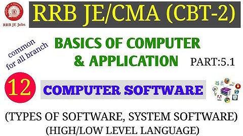 COMPUTER SOFTWARE (SOFTWARE TYPES, SYSTEM SOFTWARE, HIGH & LOW LEVEL LANGUAGE) FOR RRB JE/CMA CBT 2