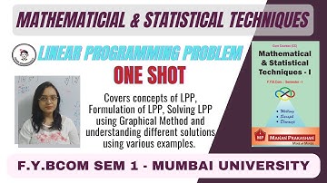 FYBCOM Linear Programming Problems LPP - All Concepts + Notes + Sums - One Shot Revision Lecture