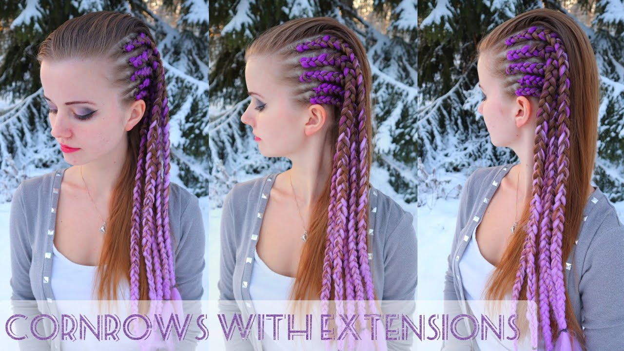 Side Cornrows With Hair Extensions Braids With Extensions Youtube