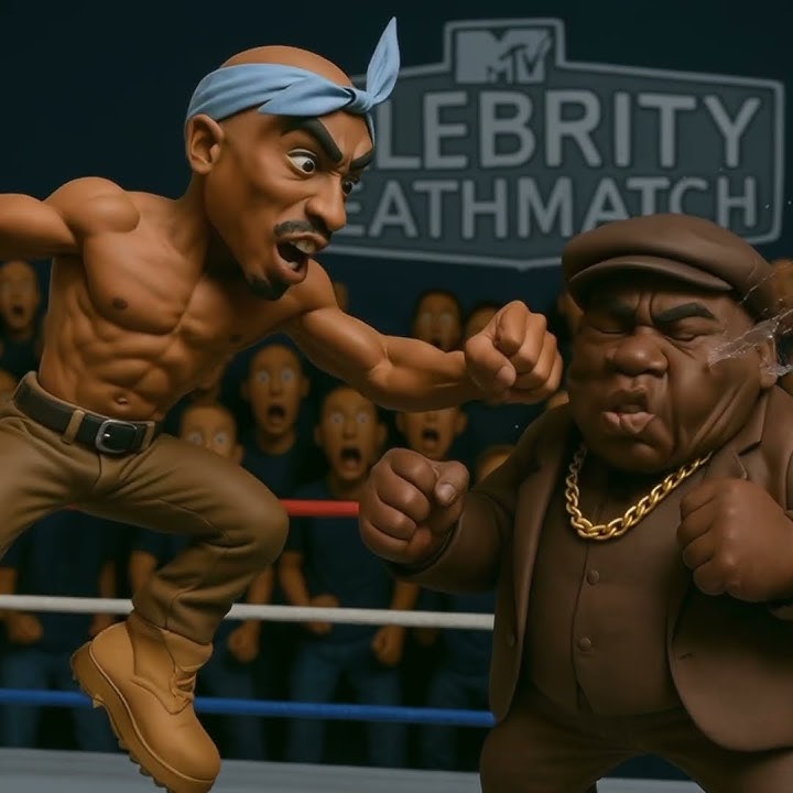 Tupac vs Biggie smalls #celebritydeathmatch #2pac #biggiesmalls #tupac #prowrestling