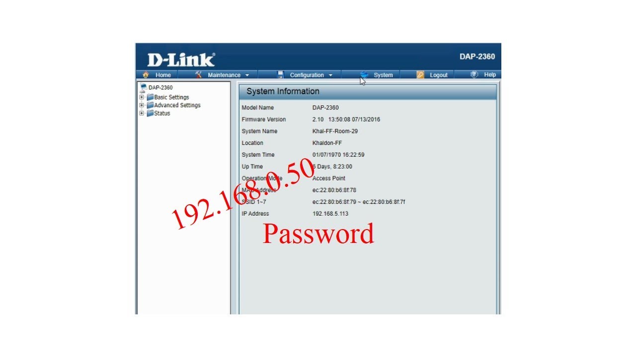 DLink Set 192.168.0.50 Password Change DLink Access point default Password YouTube