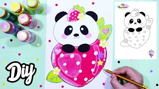 COMO DIBUJAR UN PANDA METIDO DE UNA FRESA MIS MARIALIDADES