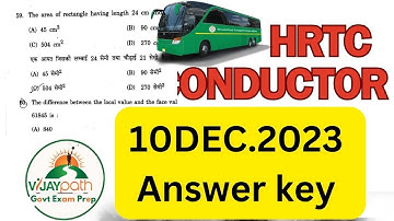 HRTC Conductor Question Paper answer key 10 dec 2023