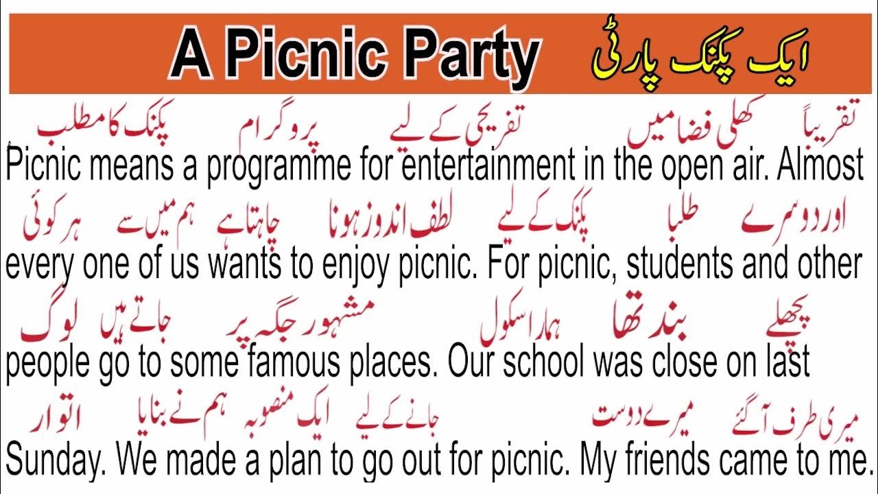 19,A Picnic Party Easy Translate in Urdu Hindi 2023 YouTube