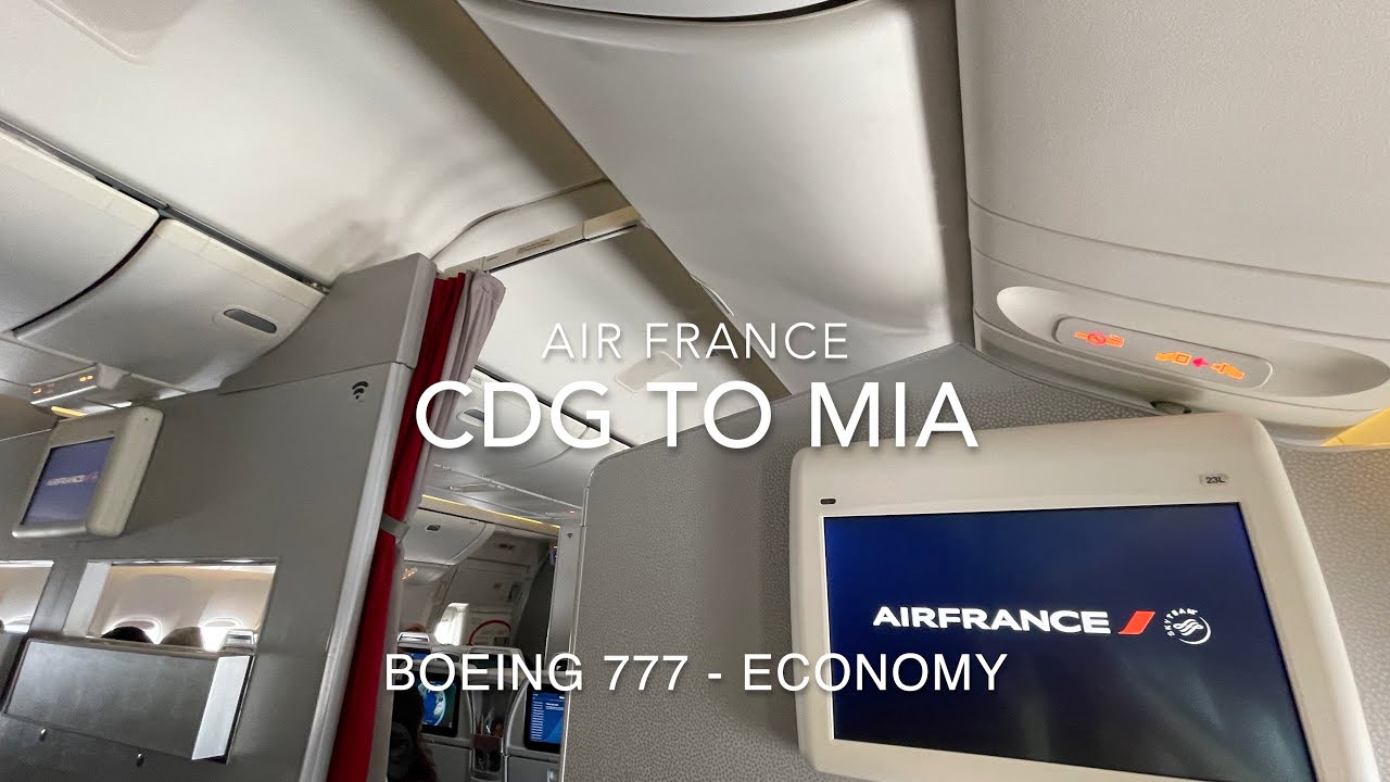 Air France Paris CDG to Miami International Airport Florida Boeing 777-300ER Economy Seat 28L