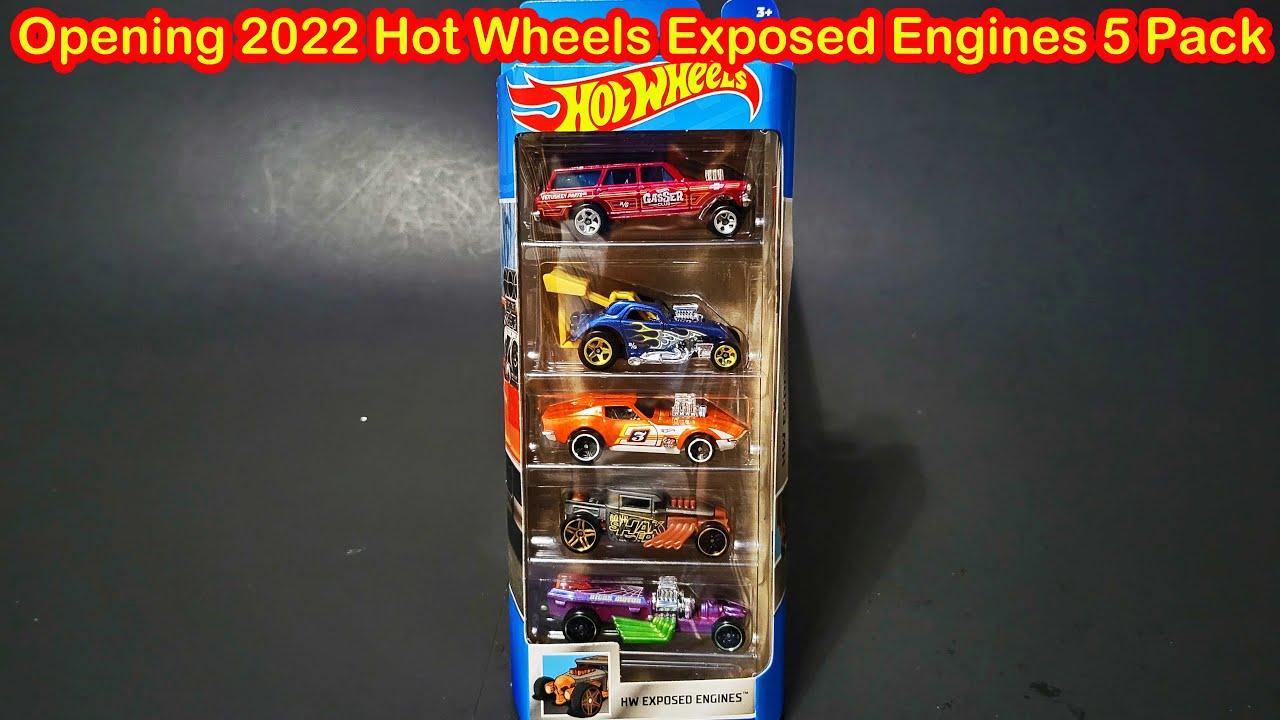 Pack com 5 Carrinhos Hot Wheels Exposed Engines - Pirlimpimpim Brinquedos