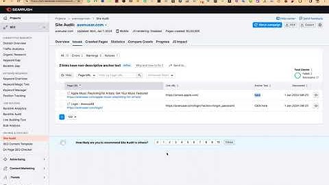 Links have non-descriptive anchor text  - Semrush Audit Notice