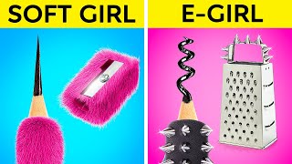 SOFT VS E-GIRL SCHOOL BATTLE ⚡ Clever Hacks and Gadgets for Back to Class by 123 GO! screenshot 3