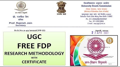 UGC FREE Online FDP (Faculty Development Programe) on Research Methodology with UGC Certificate