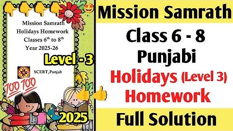 Mission Samrath Punjabi Level 3 Holidays Homework | Class 6 - 8 Punjabi Level 3 Homework Solved 2025