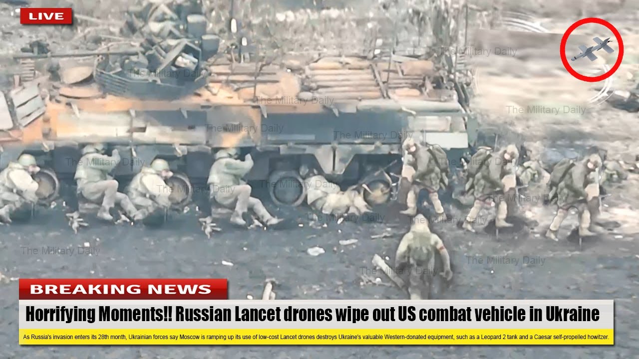 Horrifying Moments (May 16 2024) Russian Lancet Drones Wipe out US Combat Vehicle in Ukraine