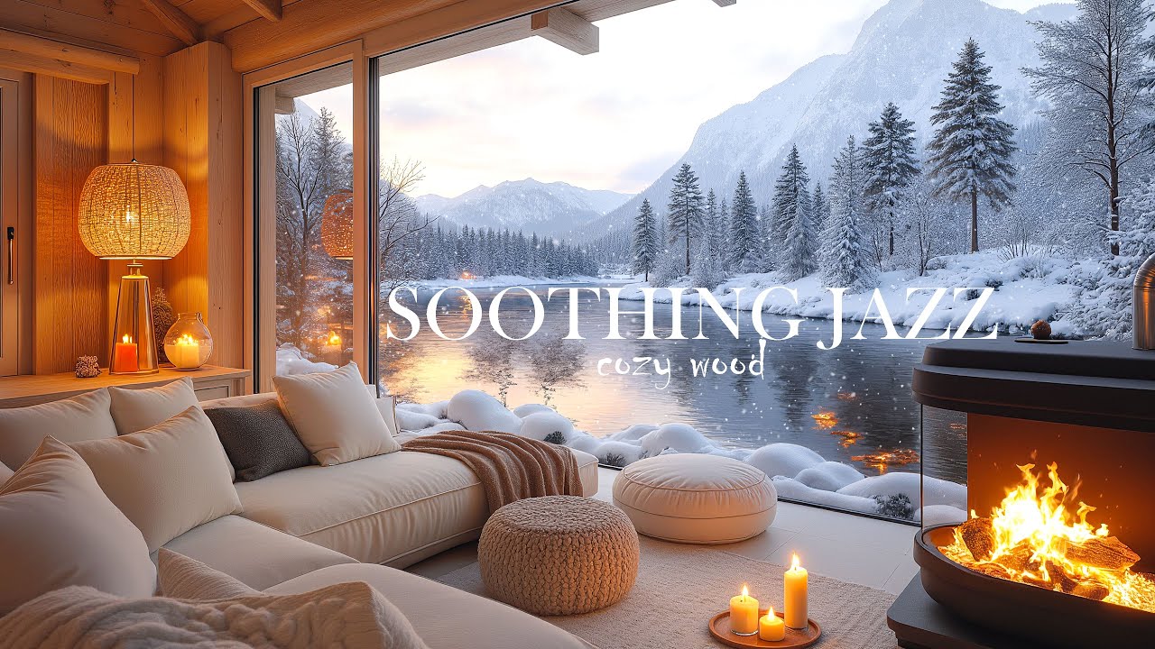 Warm Balcony Winter by the Lake 4K ️ Cozy Ambience with Smooth Jazz ...