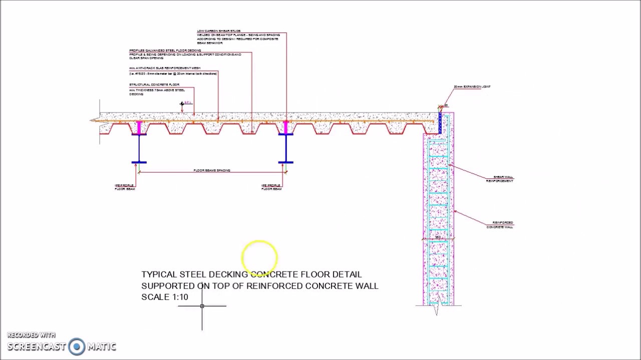 Steel Decking Floor Supported On Reinforced Concrete Wall Youtube