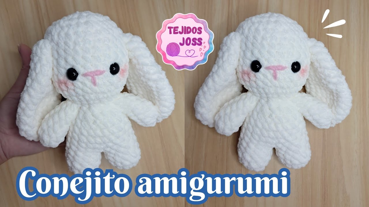 Conejito amigurumi tejido en chenille | Tejidos Joss |