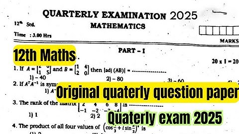 12th Maths question paper quaterly exam 2025