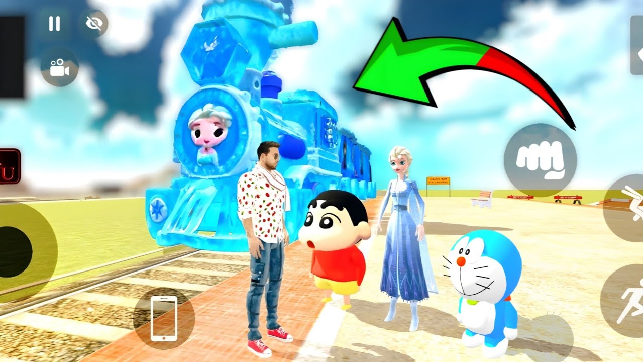 😍 princess elsa come to meet franklin in frozen Train 🚂 in indian theft auto simulator 🔥🤯