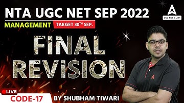 NTA UGC NET Sep 2022 | Paper 2 | Code 17 | Management | Final Revision