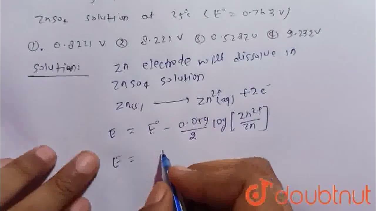 What is the potential of a half cell consisting of zinc electrode in 0