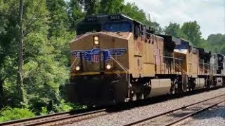 [UP]5692 GE C44ACCTE[UP]6585 GE C44ACCTE[NS]9584 GE D9-40CW Leads A Long NB NS 172 @ Five Row