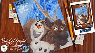 TIME-LAPSE OIL & ACRYLIC PAINTING||FROZEN||OLAF & SVEN||HOW TO PAINT||ZOOOZOOOARTWORKS