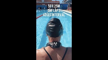 50x25m DNF (Dynamic No Fins) laps, 40sec interval