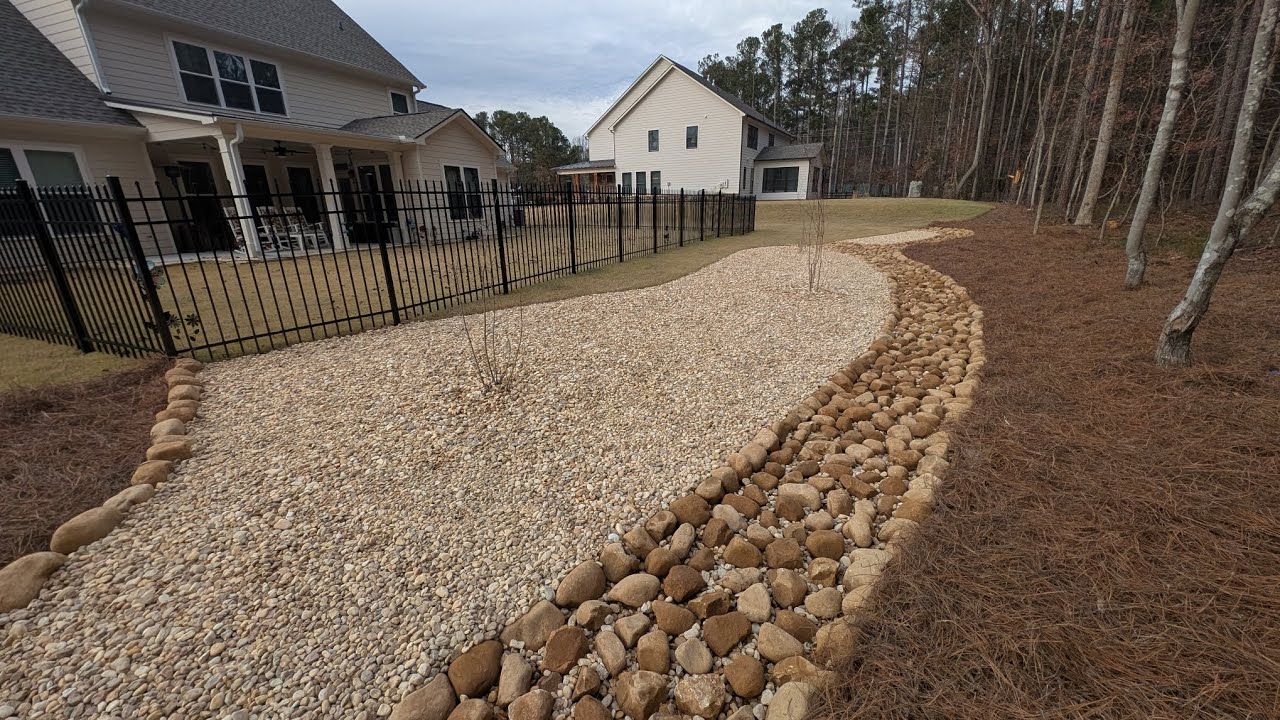 Dry Creek Bed Installation | Decorative Gravel | By Brooks Landscaping ...