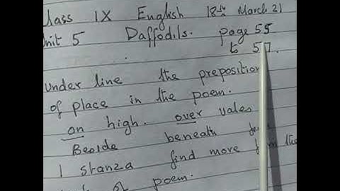 Class 9_English_ch#5/lecture"Daffodils" Exercise 18th March