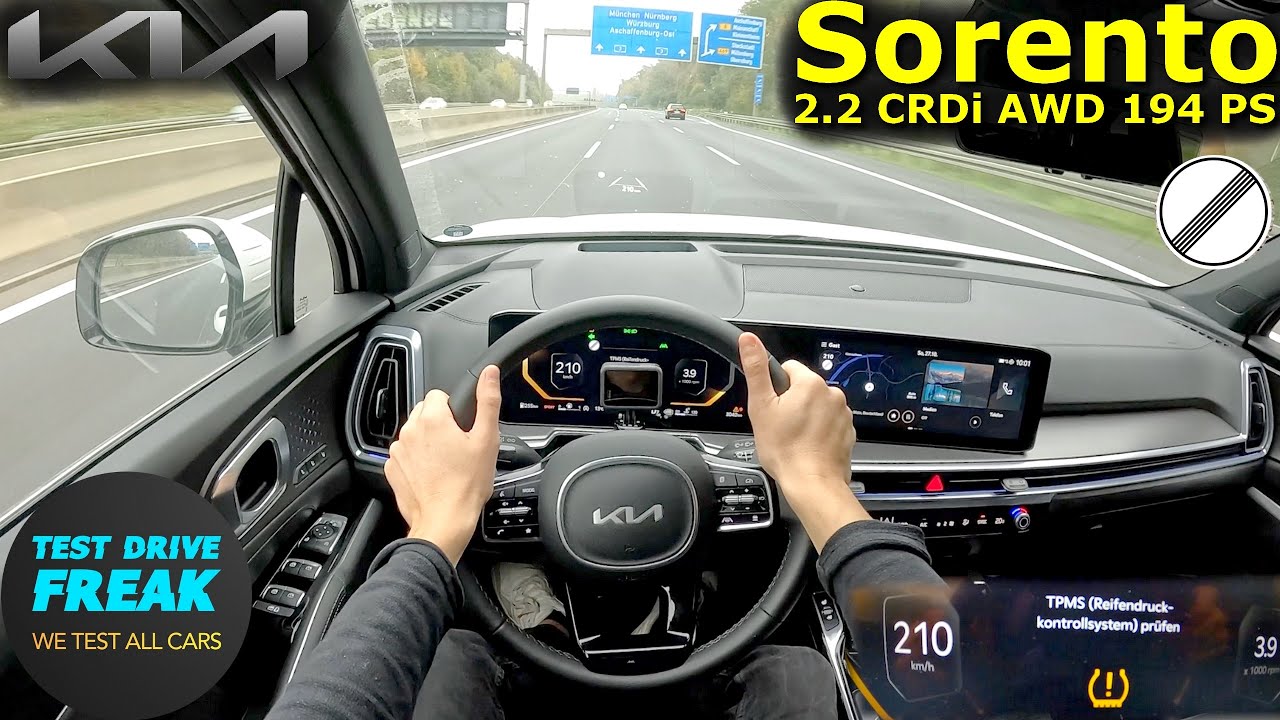 2024 Kia Sorento 2.2 CRDi AWD 194 PS Top Speed Autobahn POV Drive with Real Fuel Consumption