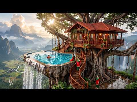 4 Girls Built a Luxury Swimming Pool & Dream House on a Giant Banyan Tree! 🌳🏊‍♀️
