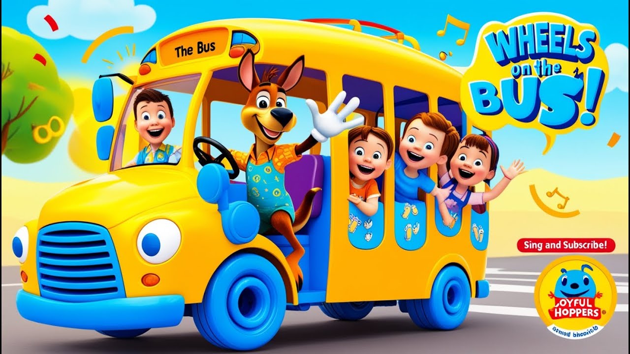 "Wheels on the Bus - Sing Along Fun with Joyful Hoppers & Kenny the Kangaroo! 🚍🎶"