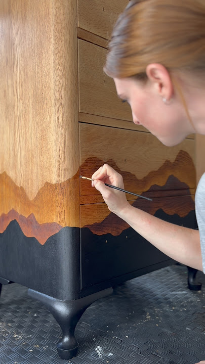 My misty mountain dresser went viral overnight 😳 #mountains #stained #furnituredesign #artist