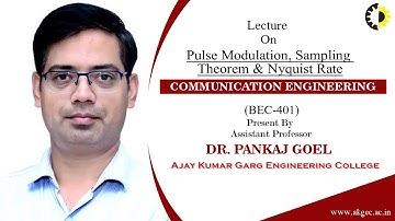 PULSE MODULATION, SAMPLING THEOREM & NYQUIST RATE || COMMUNICATION ENGINEERING || LECTURE 03 BY DR