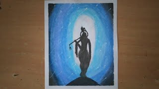 Janmashtami special drawing//Beautiful oil pastel Krishna drawing made by anjali. screenshot 4