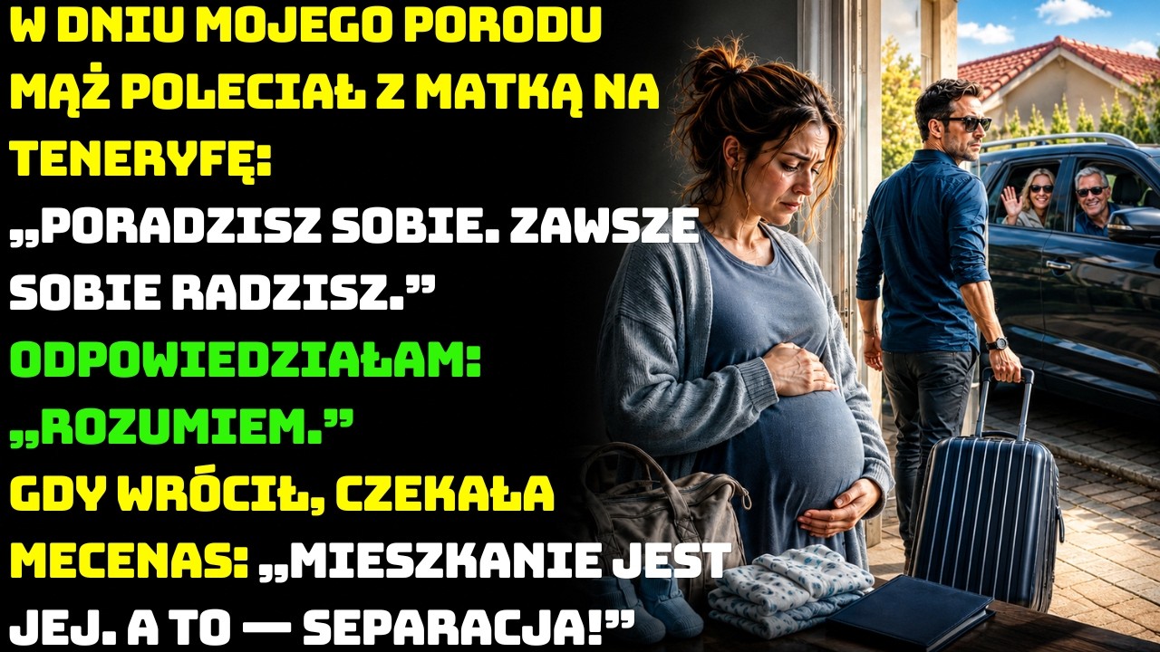 Mój mąż położył bilety na Teneryfę na kuchennym stole trzy dni przed moim terminem porodu i powiedział: „Ty przecież nie możesz teraz latać”. Leciał w dniu, w którym mogłam zacząć rodzić. Teściowa...