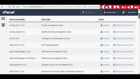 Pacotes PEAR PHP cPanel HdRede