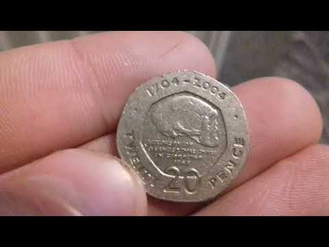 1704-2004 DISCOVERY OF NEANDERTHAL SKULL IN GIBRALTAR 20p COIN