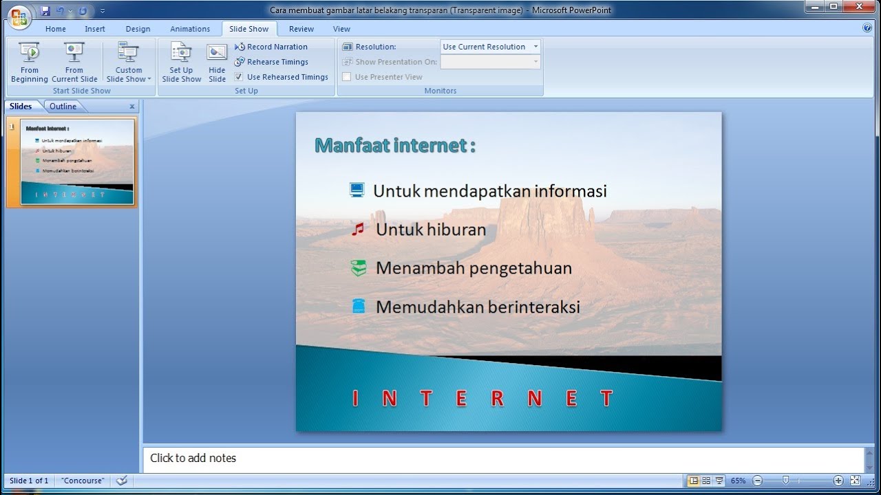 Tutorial Powerpoint 2007 Cara Membuat Gambar Latar Belakang Transparan Di Powerpoint Youtube