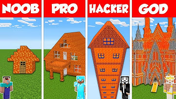 Minecraft Battle: NOOB vs PRO vs HACKER vs GOD: LAVA BLOCK HOUSE BASE BUILD CHALLENGE / Animation
