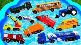 Cars for kids, Learning Name Sounds Police Car Ambulance School Bus Dump Truck